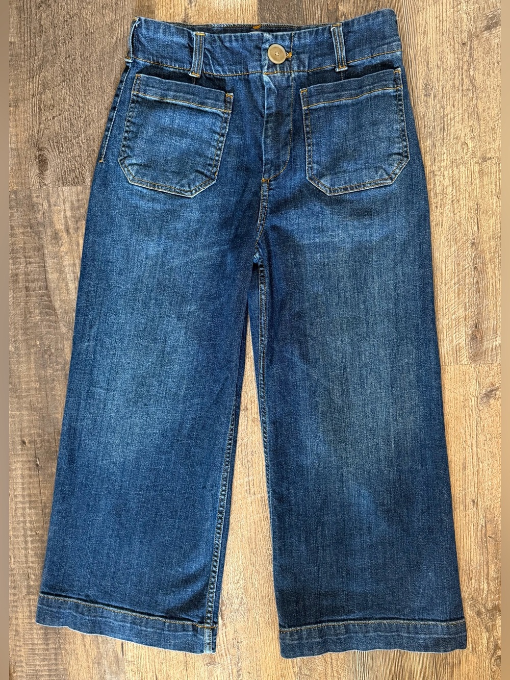 MAEVE Anthropologie The Colette 28 Petite Wide Leg Crop Blue Denim Jean 23"